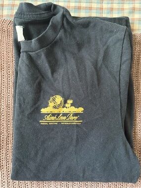 Aime Leon Dore Black Short-Sleeve Tee with Yellow Logo Globe